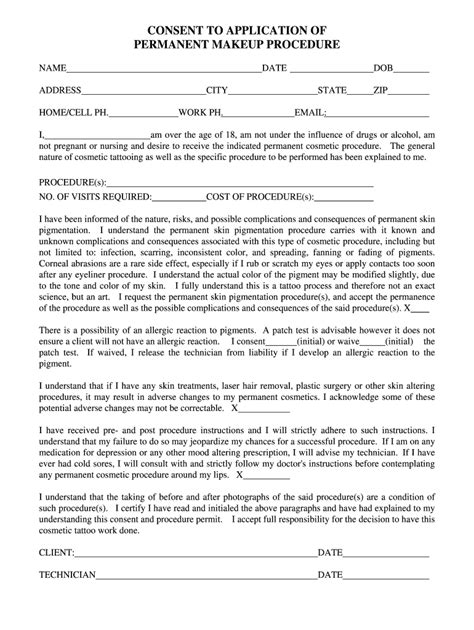 Microblading Consent Form Template